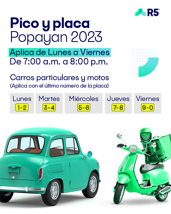 Pico y placa en Popayán segundo semestre 2023 Colombia 